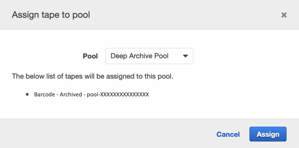 Assign tape to pool