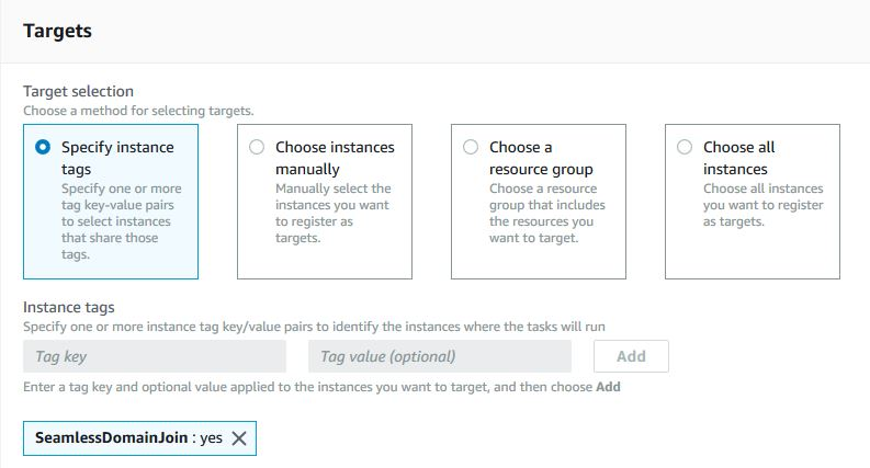 Figure 3. Figure3- Example of association targets selection in Create Association section in SSM Console.