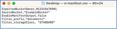 Example: Manifest file – automatic creation (CSV)