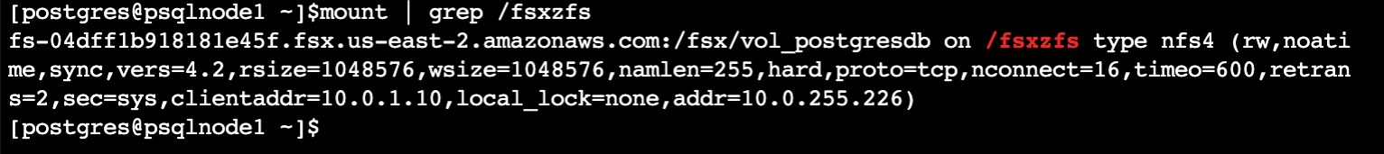 Figure 6: PostgreSQL mount directory 