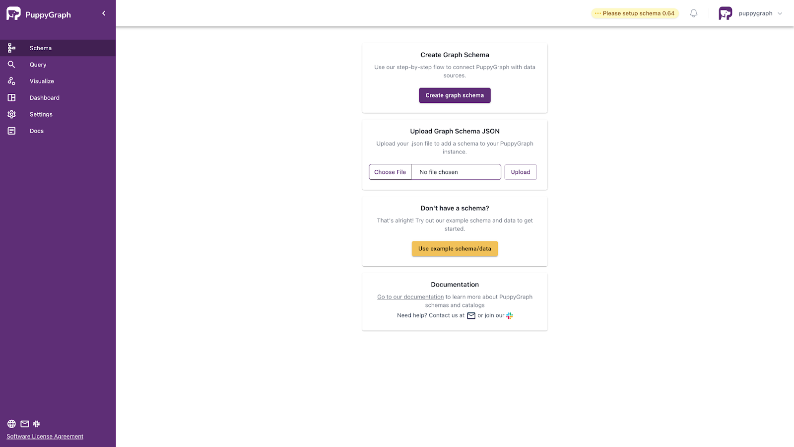 puppygraph schema upload interface
