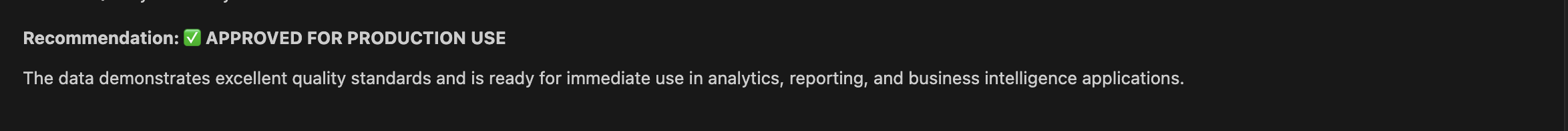 Following are details of recommendations for production use