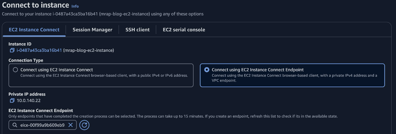 Connect using EC2 Instance Connect Endpoint to EC2 Instance