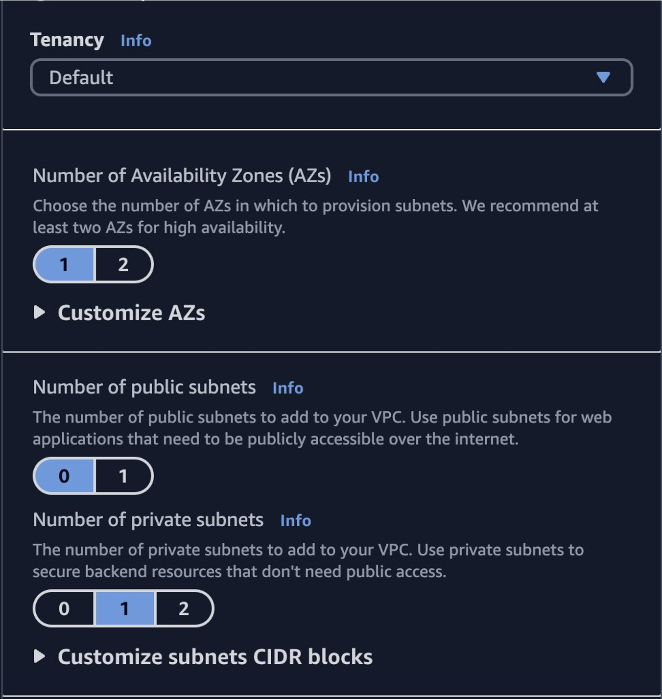 AWS Management Console VPC settings Part 2