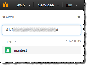 Image of access key ID search