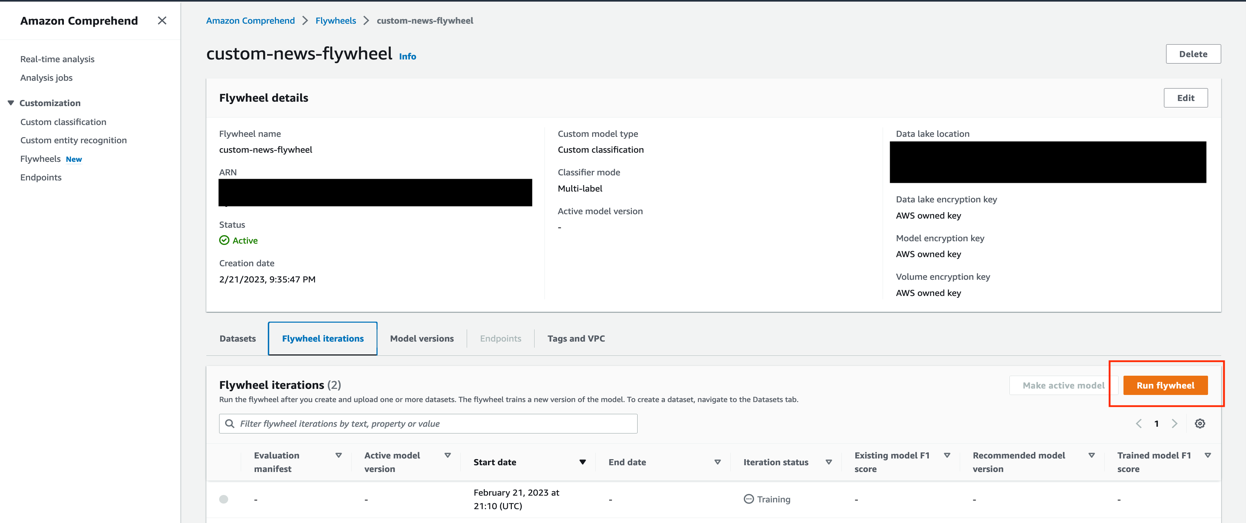 go to the Flywheel iterations tab and choose Run flywheel.