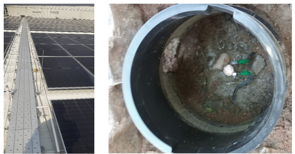 Side-by-side images of solare panel installation components